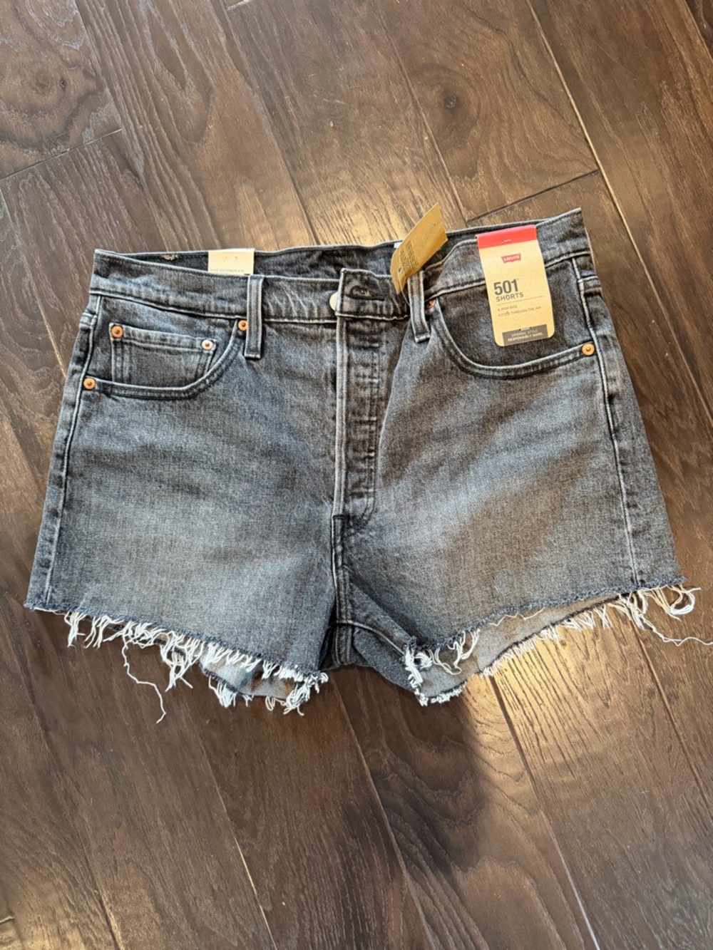 Levi's 501 Cutoff Frayed Hem Denim Shorts — Grey